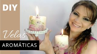 Como hacer VELAS AROMÁTICAS paso a paso decoradas con DÉCOUPAGE [upl. by Tebazile]