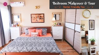 Bedroom Makeover amp Decorating Ideas For Small Space Renter Friendly Too  Master Bedroom Tour [upl. by Amihc]