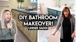 DIY BATHROOM MAKEOVER ON A BUDGET  RENTER FRIENDLY [upl. by Suidualc]