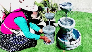 Como hacer fuente de Agua para Jardín  Diy cement water fountain outdoor [upl. by Aivital]