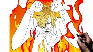 How To Draw Sanji Diable Jambe  Step By Step  One Piece [upl. by Einnaj]