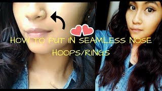 HOW TO PUT IN SEAMLESS NOSE HOOPRINGS [upl. by Musetta]