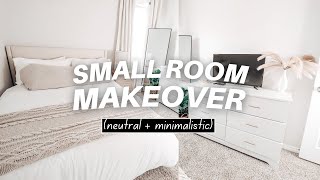 Small Room Makeover 2021  minimalist amp neutral aesthetic [upl. by Barbette]