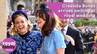 Cressida Bonas arrives smiling at royal wedding [upl. by Gardy426]