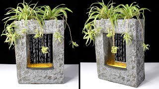 DIY Concrete RainFall Fountain Planter Pot ⛲ Cement Craft Ideas [upl. by Hoye139]