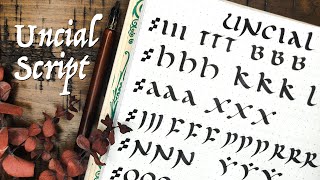 Uncial Calligraphy medieval script tutorial  history [upl. by Maller]