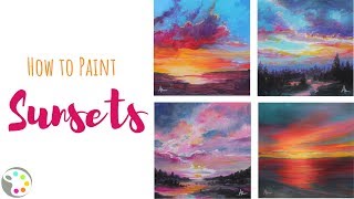 How to Paint Sunsets  Acrylic Painting Tutorial [upl. by Alius]