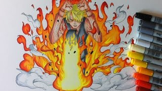 Drawing Vinsmoke Sanji  Diable Jambe Flamble [upl. by Gagnon444]