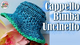 CAPPELLO BAMBINA UNCINETTO  Tutorial cappello uncinetto con la rafia [upl. by Dadinirt358]