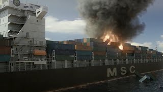 MSC Flaminia  Accident Animation [upl. by Leuqram]