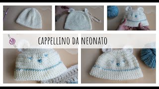 Cappellino da neonato a Uncinetto  Tutorial [upl. by Keram372]