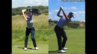 Justin Thomas golf swing  Long Iron faceon amp downtheline July 2017 [upl. by Middle173]