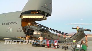 Loading HH60 Pavehawk Helicopters onto a C5 Galaxy Cargo Aircraft [upl. by Cameron]