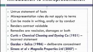 Misrepresentation Lecture 1 of 4 [upl. by Seymour748]