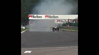 Kimi Raikkonen goes full throttle through cloud of smoke  F1 Belgium 2002 [upl. by Gnil]