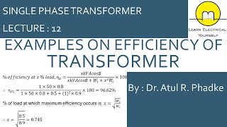 Examples on efficiency of transformer 12 [upl. by Mosley]