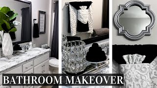 DIY BATHROOM MAKEOVER ON A BUDGET  Renter Friendly Home Improvement DIY [upl. by Aihpled924]